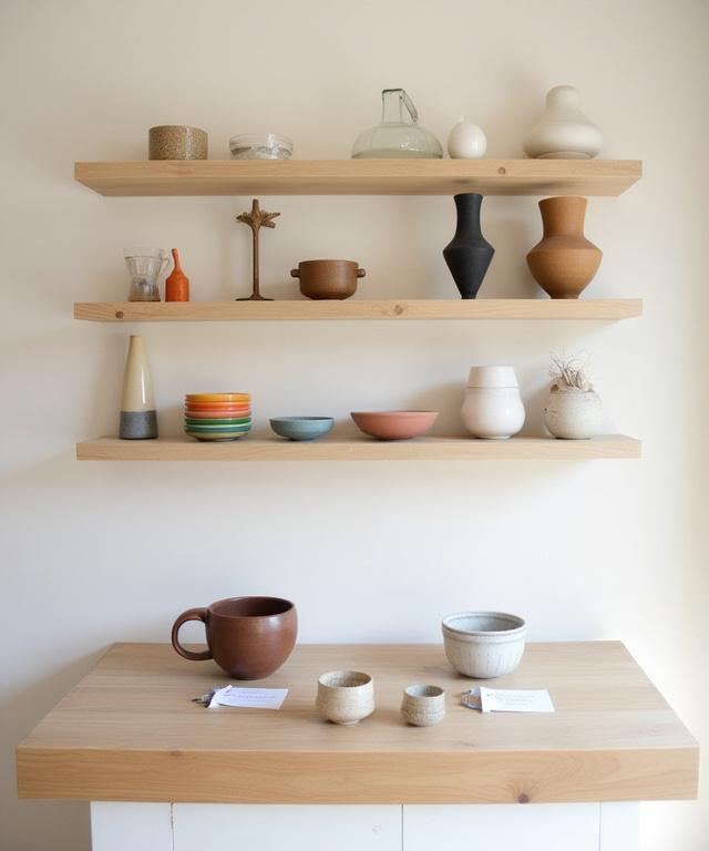 Retail-Ecke mit Keramik und Designobjekten von lokalen Künstlern